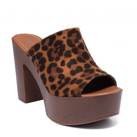 FLASH SALE Suede Leopard block heel clog mule - Picture 4 of 4